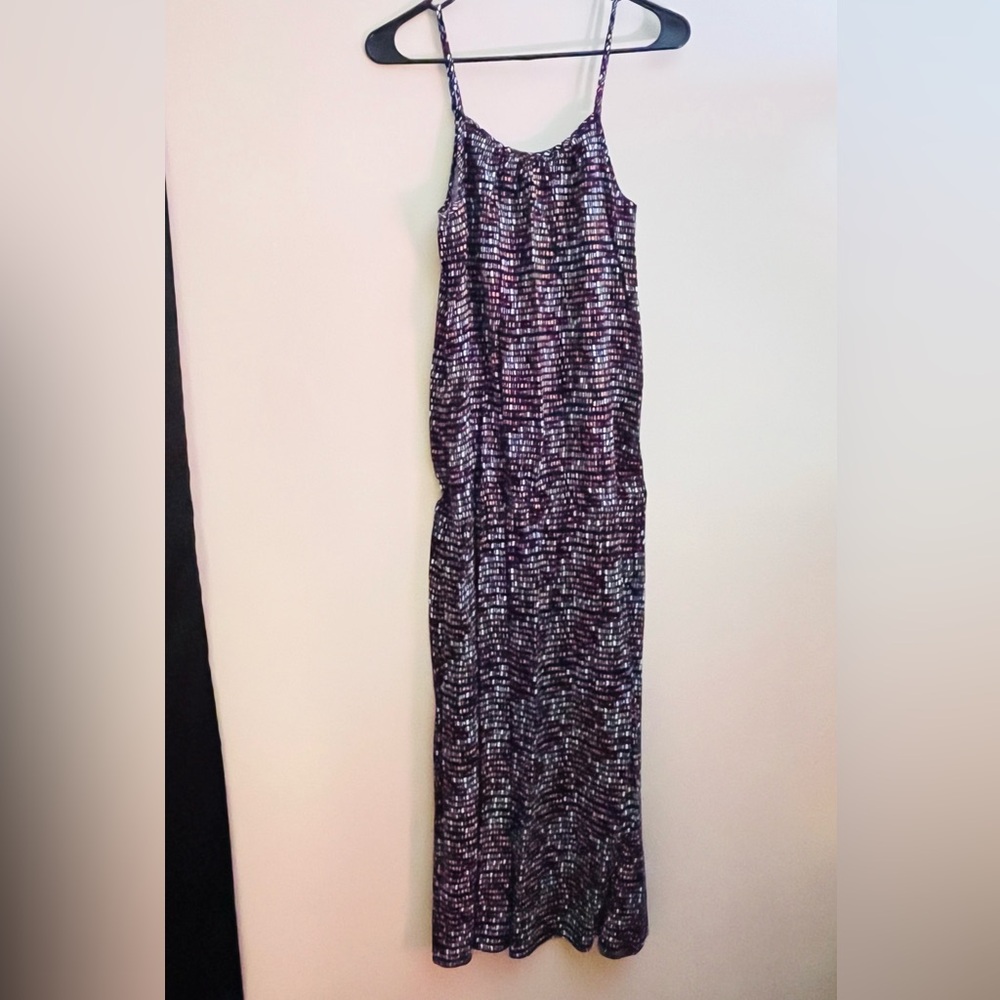Merona Purple and White Printed Spaghetti Strap Maxi Dress